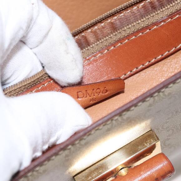 CELINE Macadam Canvas Hand Bag Beige Gold - Picture 12 of 16